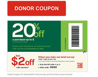 Donor card image displaying the 4 digit customer code at the bottom center of the card.